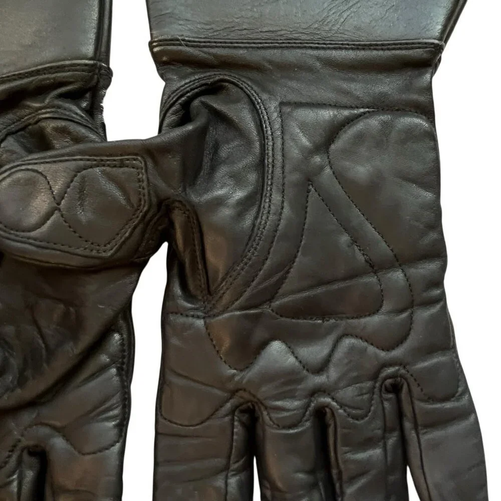 Harley Davidson Womens Motorcycle Gauntlet Black Leather Gloves Size Large Moto